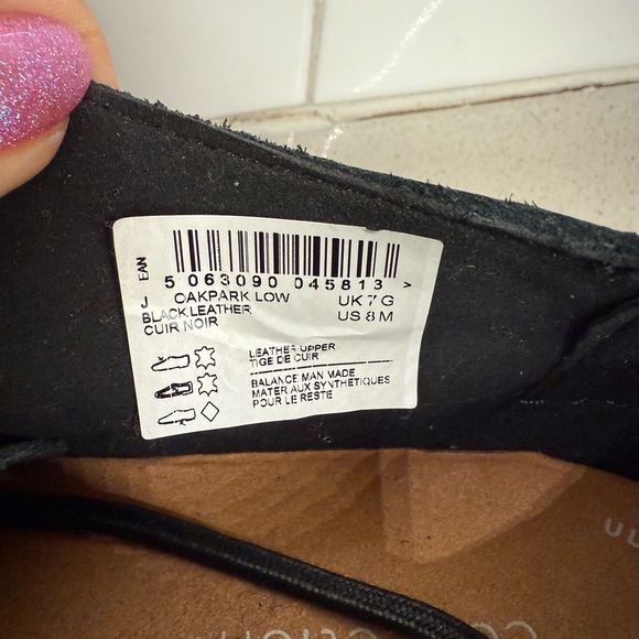 Never worn!  CLARKS MEN'S OAKPARK LOW BLACK LEATHER SNEAKERS - Picture 6 of 6